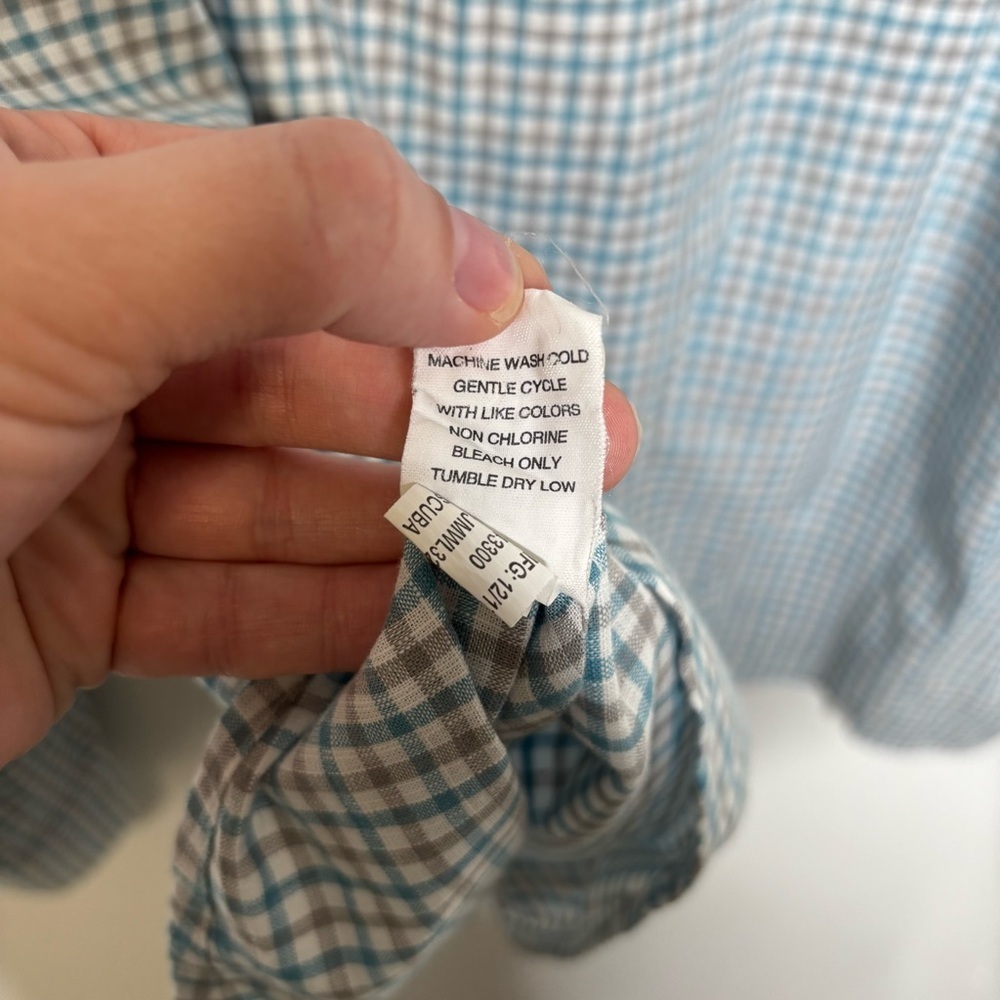 Johnnie-O Hangin’ Out Plaid Button Down Large Blue Gray Long Sleeve Cotton - Picture 10 of 10